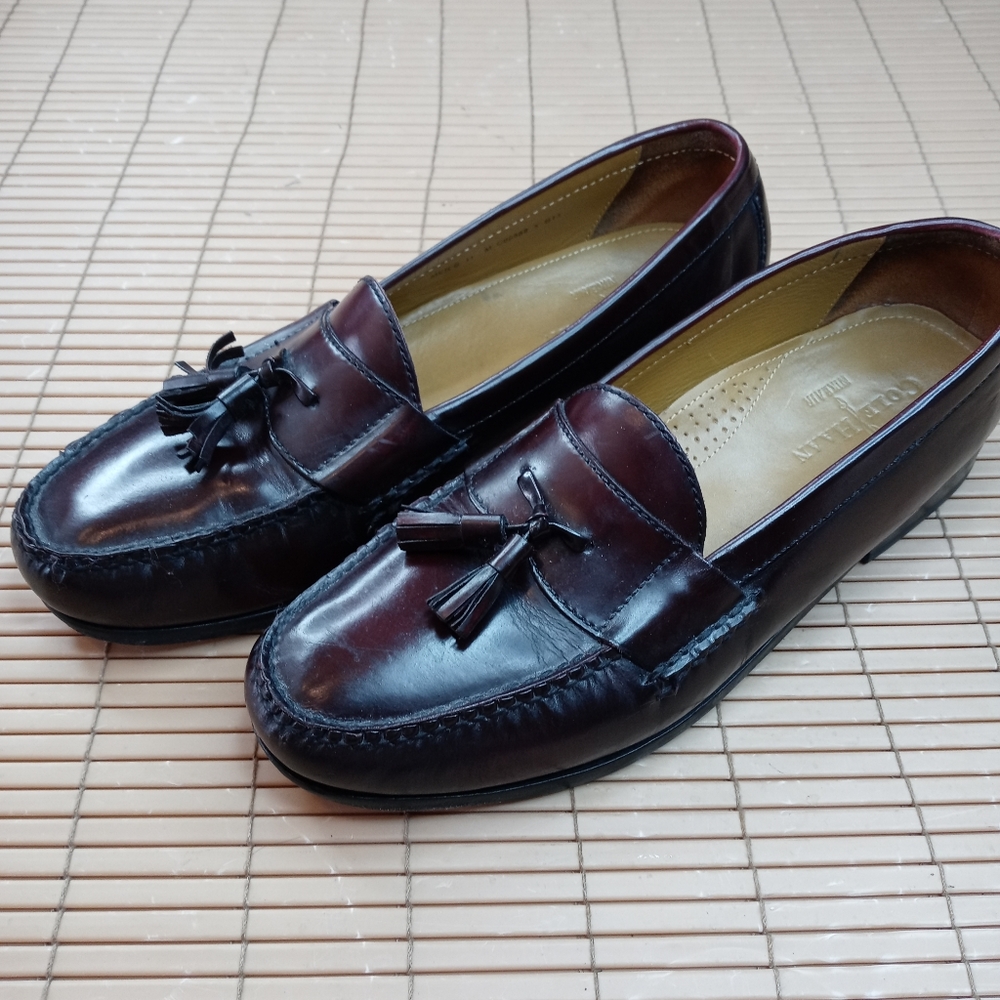 Cole Haan NkeAir men's burgundy leather tassel loafer sz 11M. 66pm